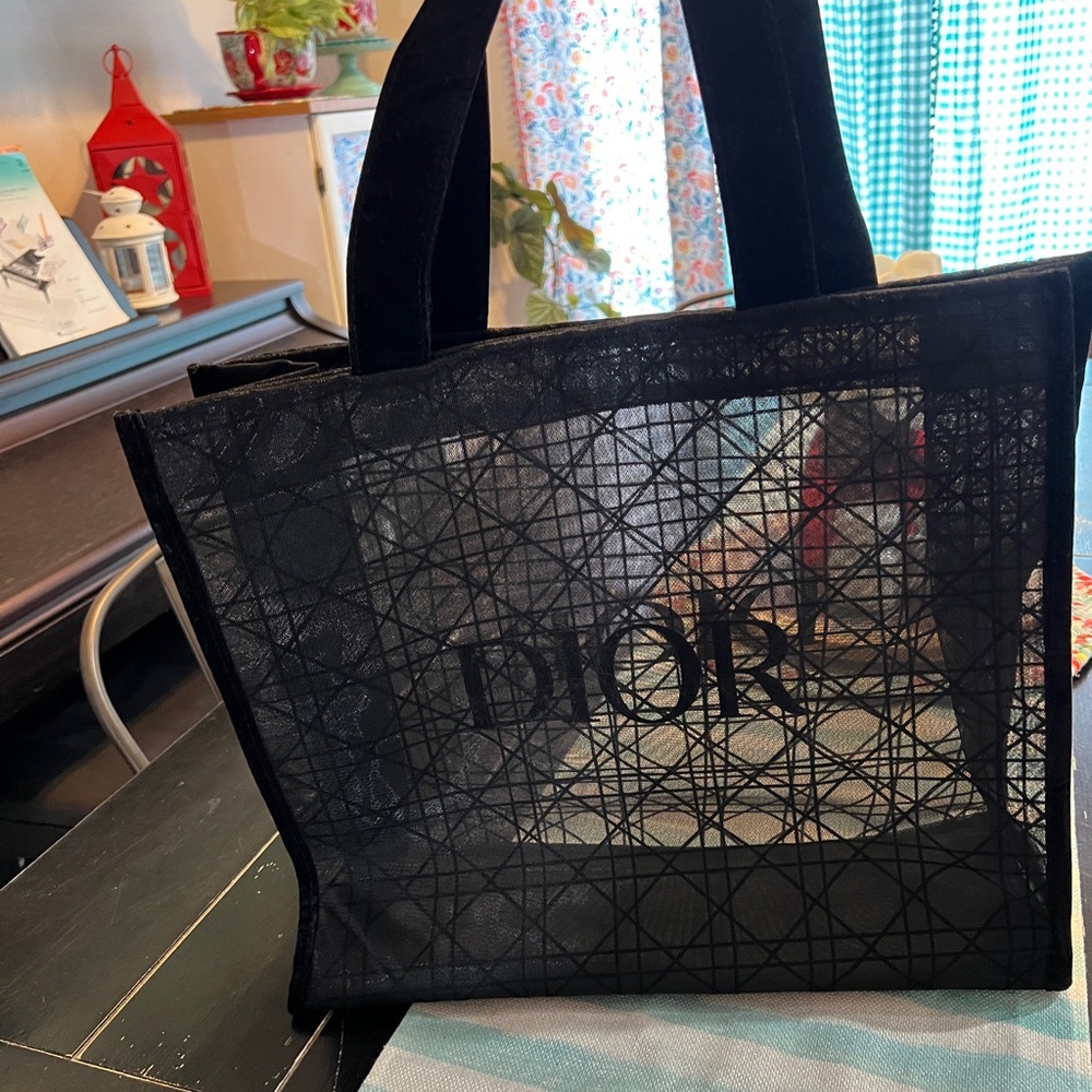 Dior Black Geometric Mesh Tote GWP